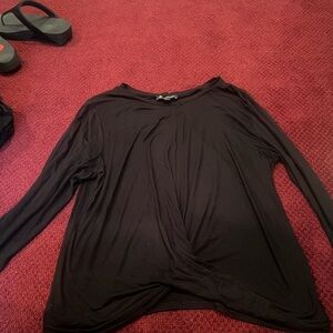 INC International Concepts XXL Black twist front black long sleeve top